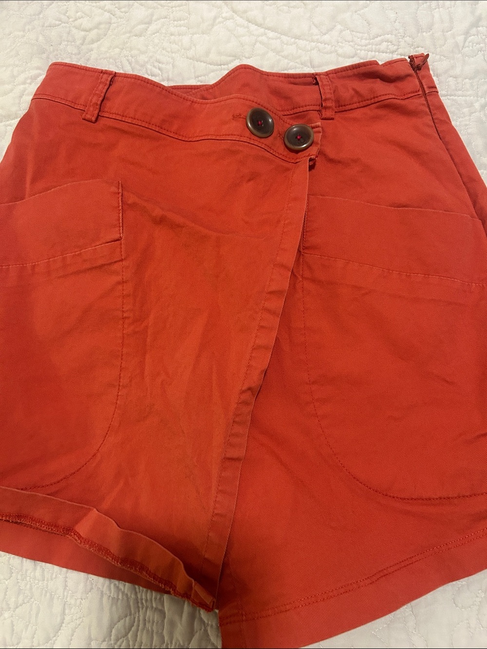 Anthropologie High-Waist Red-Orange Utility Shorts